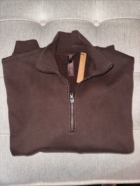 Skims Quarter-Zip Pullover Sweater, very oversized Small- Brown